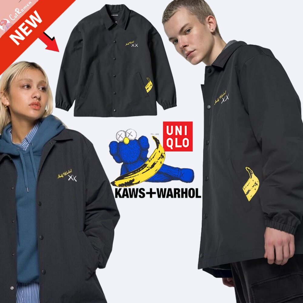 Uniqlo KAWS X Warhol Coach Jacket - Banana - Unisex Men Size XS - NWOT NEW Black